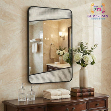 Aluminum Fusion Backlit LED Mirror | Premium Black Designer Wall Mirror with Ambient LED Glow - Glassma