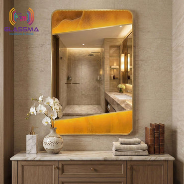 Aluminum Fusion Backlit LED Mirror | Premium Rectangular Designer Wall Mirror with Warm Ambient Glow - Glassma
