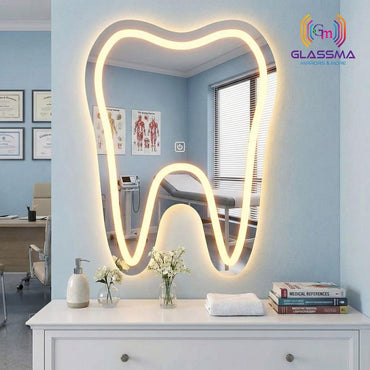 Designer Irregular LED Mirror-Front-Illuminated Vanity Wall Mirror - Glassma