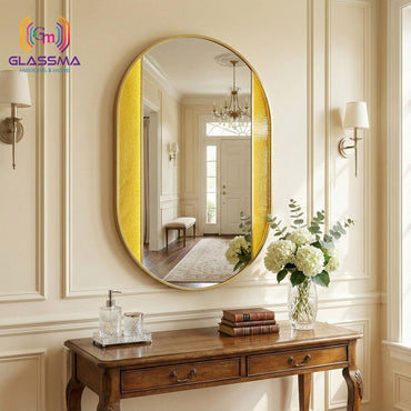 Oval Aluminum Fusion LED Mesh Mirror Backlit Smart Touch Vanity & Wall Mirror - Glassma
