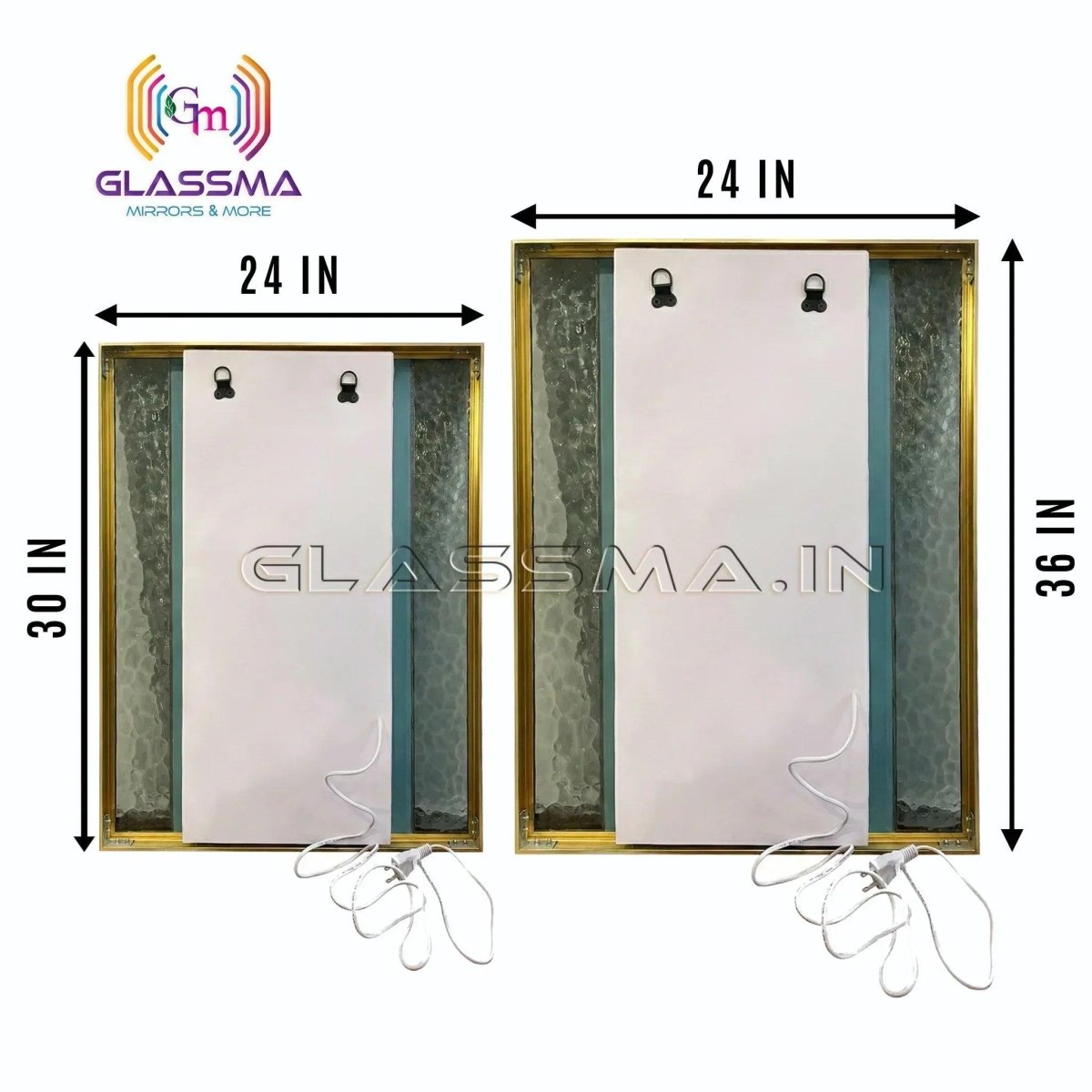 Premium Rectangular LED Mirror - Aluminum Fusion Frame Backlit Mirror - Glassma