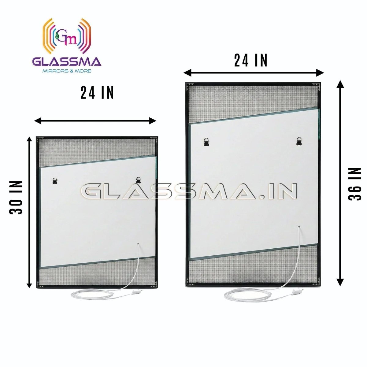 Aluminum Fusion Backlit LED Rectangular Mirror | Premium Designer Wall Mirror with Warm Ambient Lighting - Glassma