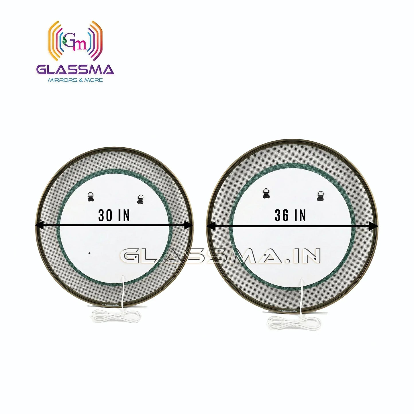 Modern Gold Aluminum LED Mirror - Round Fusion Profile Light Wall Mirror - Glassma