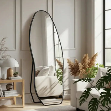 Irregular Aluminum Frame Full Length Floor Mirror | Freestanding, Wall-Mount or Leaning - Glassma