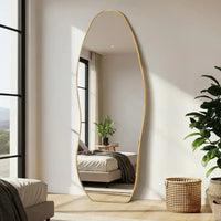 Irregular Aluminum Frame Full Length Floor Mirror | Freestanding, Wall-Mount or Leaning - Glassma