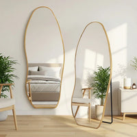 Irregular Aluminum Frame Full Length Floor Mirror | Freestanding, Wall-Mount or Leaning - Glassma