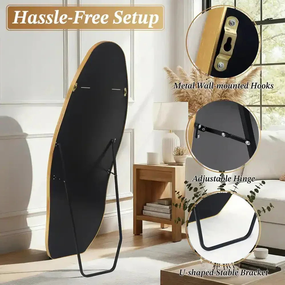 Irregular Aluminum Frame Full Length Floor Mirror | Freestanding, Wall-Mount or Leaning - Glassma