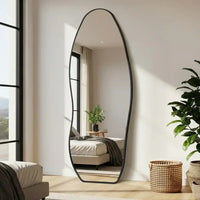 Irregular Aluminum Frame Full Length Floor Mirror | Freestanding, Wall-Mount or Leaning - Glassma