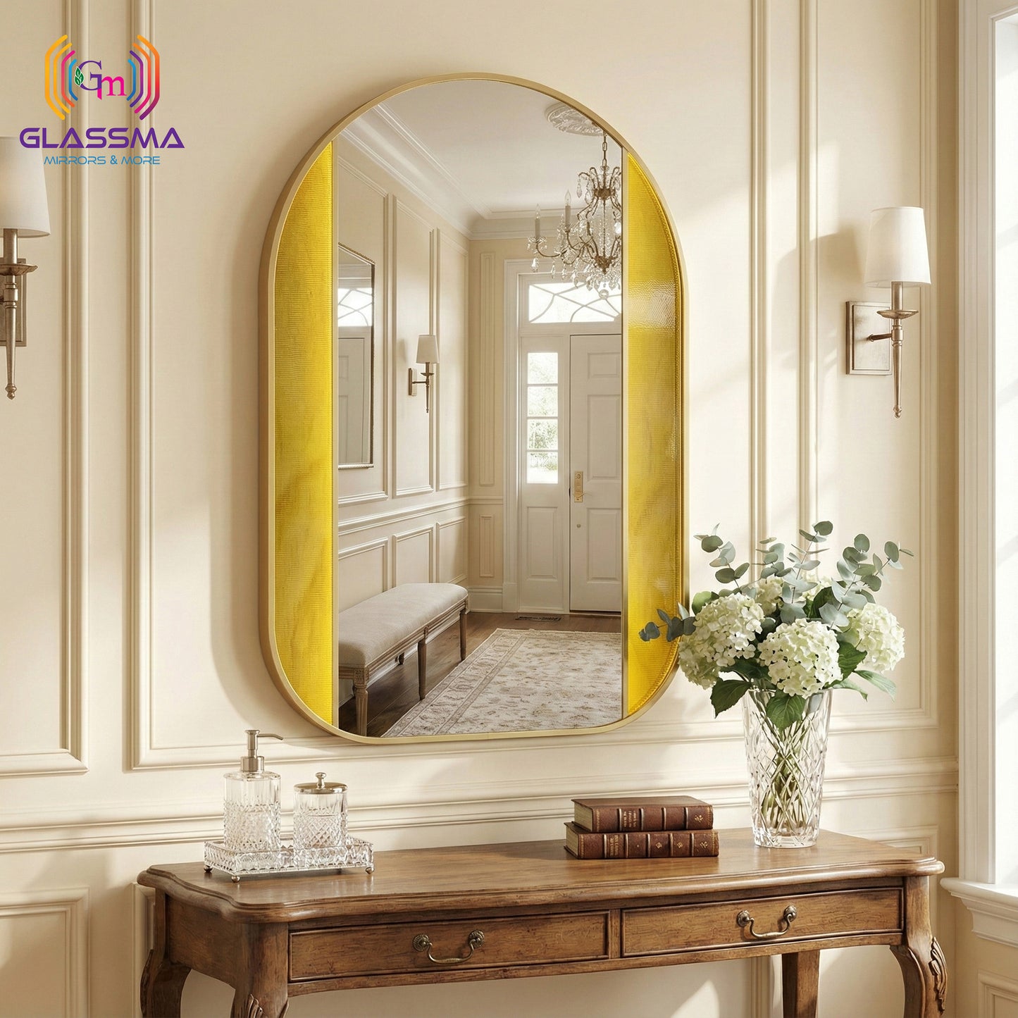 Aluminum Fusion Backlit LED Mirror | Premium Arch Shape Wall Mirror with Warm Glow for Bathroom, Vanity & Living Spaces