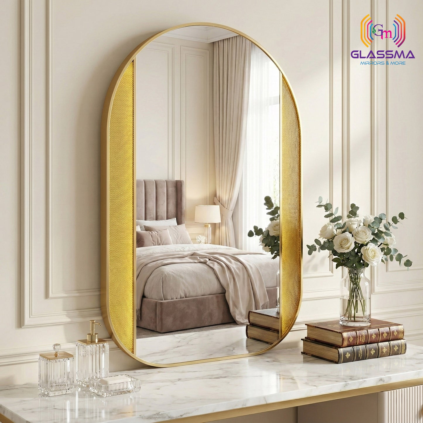 Aluminum Fusion Backlit LED Mirror | Premium Arch Shape Wall Mirror with Warm Glow for Bathroom, Vanity & Living Spaces