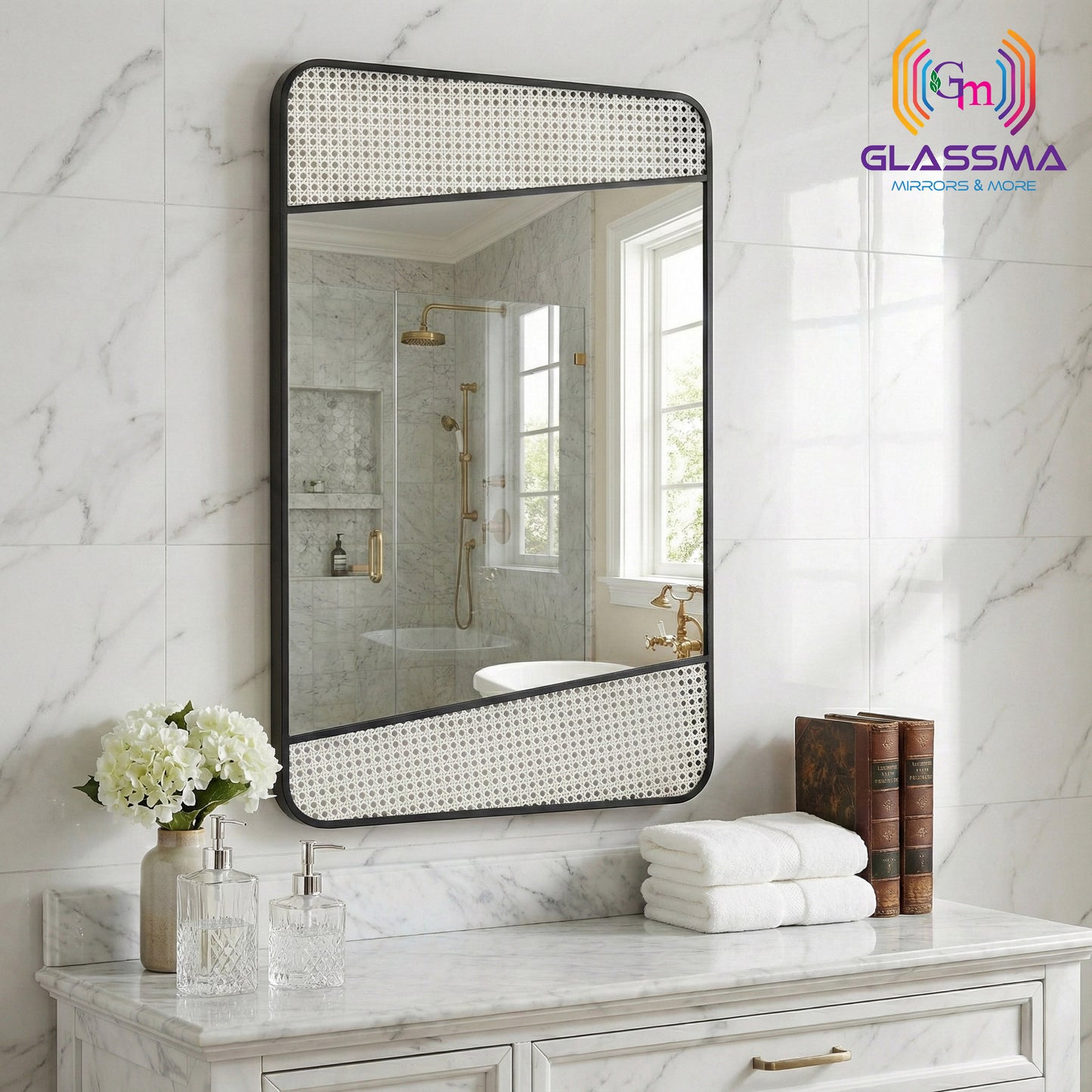 Aluminum Fusion Backlit LED Mirror | Premium Black Designer Wall Mirror with Ambient LED Glow