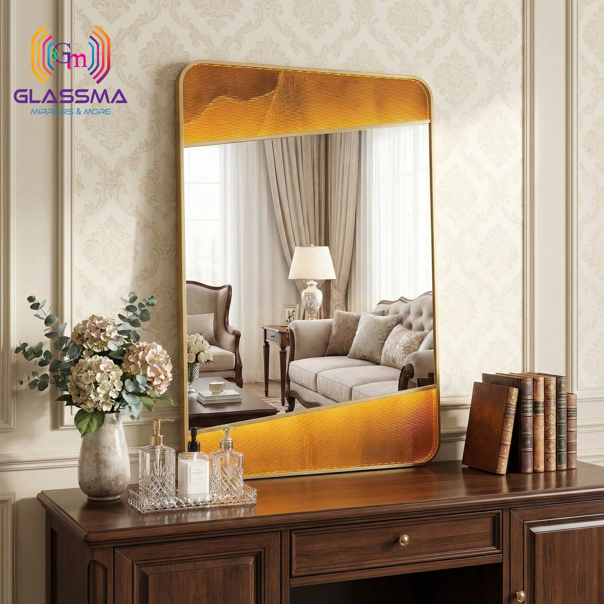 Aluminum Fusion Backlit LED Mirror | Premium Rectangular Designer Wall Mirror with Warm Ambient Glow Glassma