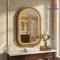 Aluminum Fusion Backlit LED Arch Mirror | Premium Arched Designer Wall Mirror with Warm Ambient Glow Glassma
