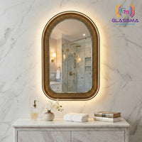 Aluminum Fusion Backlit LED Arch Mirror | Premium Arched Designer Wall Mirror with Warm Ambient Glow Glassma