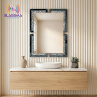 Luxury Diamond Wall Mirror | Crystal Designer Black Frame Wall Mirror
