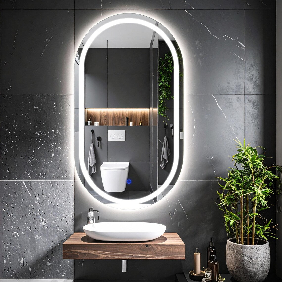 Capsule LED Mirror for Bathroom Wall with Front & Backlit led Mirror