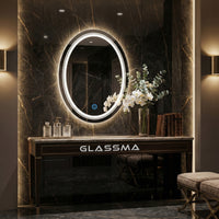 Frameless Oval LED Vanity Mirror | Front & Backlit with Dimmable Light