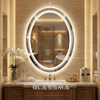 Frameless Oval LED Vanity Mirror | Front & Backlit with Dimmable Light