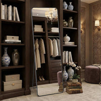 Full Length Standing Mirror, Black Aluminum Frame Floor Mirror for Bedroom & Dressing Area