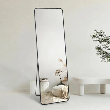 Full Length Standing Mirror, Black Aluminum Frame Floor Mirror for Bedroom & Dressing Area
