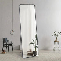 Full Length Standing Mirror, Black Aluminum Frame Floor Mirror for Bedroom & Dressing Area