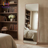 Full Length Standing Mirror, Rose Gold Aluminum Frame Floor Mirror for Bedroom & Dressing Area