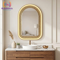 Aluminum Fusion Arch Mirror with Profile light | Premium Arched Designer Wall Mirror with Warm Ambient Glow Glassma
