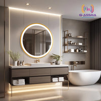 Golden Round LED Bathroom Mirror | Aluminum Frame Front-Lit Vanity Mirror