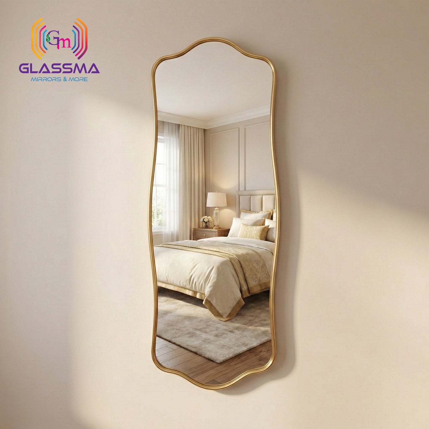 Irregular Aluminum Golden Framed Wall Mirror for Living Room and Bedroom
