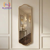 Irregular Aluminum Golden Framed Wall Mirror for Living Room and Bedroom