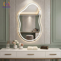 Irregular LED Mirror - Artistic Wave Shape Front & Backlit Wall Mirror for Bedroom & Vanity