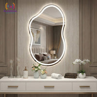Irregular LED Mirror - Artistic Wave Shape Front & Backlit Wall Mirror for Bedroom & Vanity