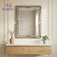 Luxury Diamond Wall Mirror | Crystal Decorative Gold Frame Wall Mirror