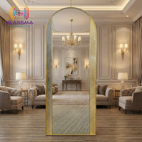 Luxury Full-Length LED Standing Mirror - Gold Aluminum Fusion Profile Light Design