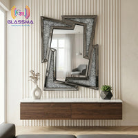 Luxury Crystal Decorative Diamond Wall Mirror, Black Frame Designer Mirror