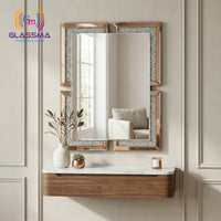 Luxury Diamond Wall Mirror  Crystal Decorative Rose Gold Frame Wall Mirror