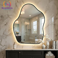 Modern Irregular LED Mirror | Backlit Black Aluminum Frame Bathroom Wall Mirror