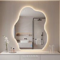 Irregular LED Bathroom Mirror - Modern Wavy Design with Touch Control & Dimmable Backlight