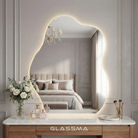 Irregular LED Bathroom Mirror - Modern Wavy Design with Touch Control & Dimmable Backlight