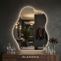 Irregular LED Bathroom Mirror - Modern Wavy Design with Touch Control & Dimmable Backlight