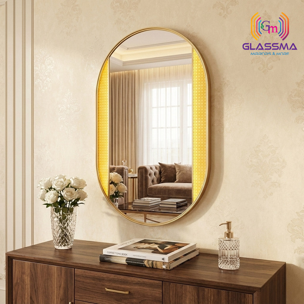 Oval Aluminum Fusion LED Mesh Mirror Backlit Smart Touch Vanity & Wall Mirror