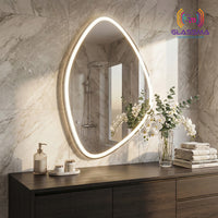 Oval Teardrop LED Wall Mirror - Dimmable Vanity Mirror for Bedroom & Dressing Area