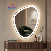 Pebble LED Wall Mirror | Modern Irregular Backlit Vanity Mirror for Bathroom & Living Room