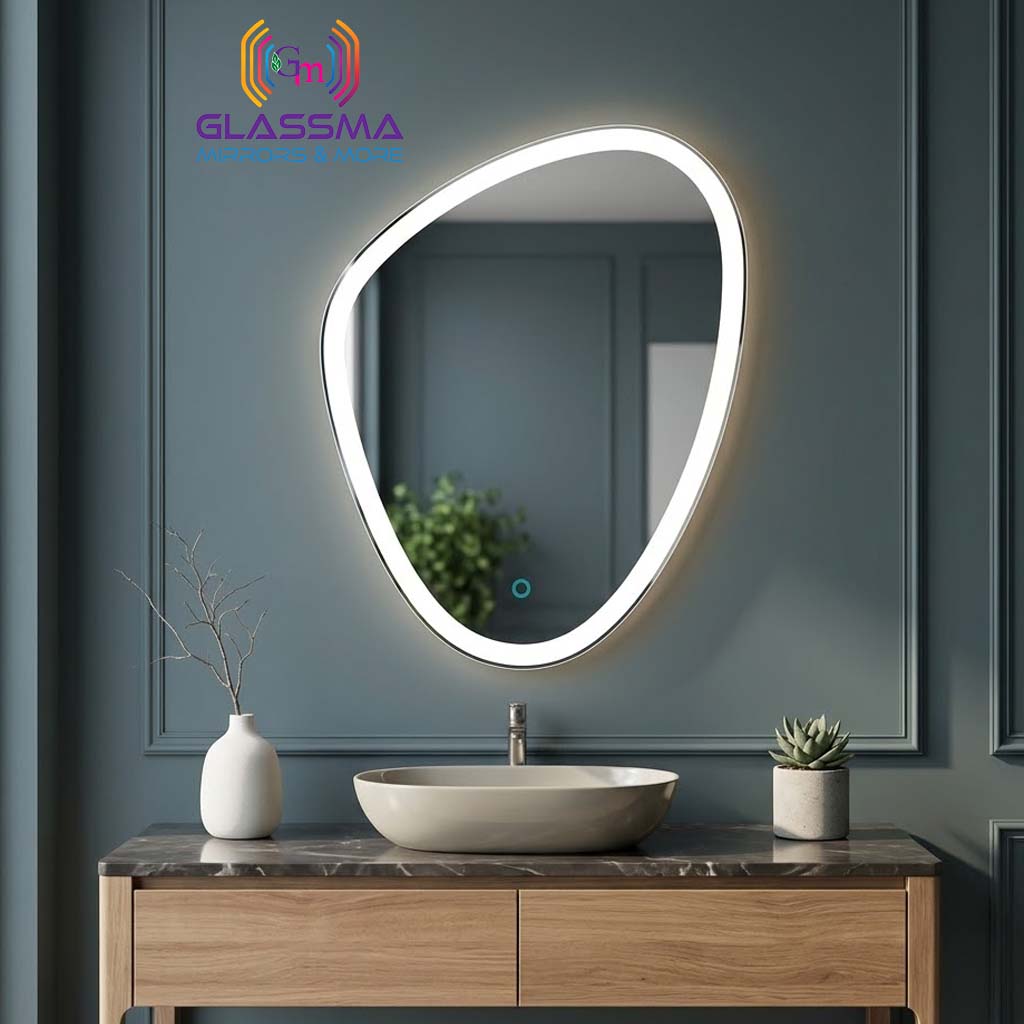 Pebble LED Wall Mirror | Modern Irregular Backlit Vanity Mirror for Bathroom & Living Room