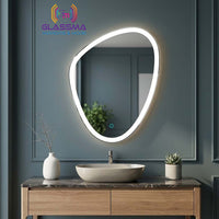 Pebble LED Wall Mirror | Modern Irregular Backlit Vanity Mirror for Bathroom & Living Room