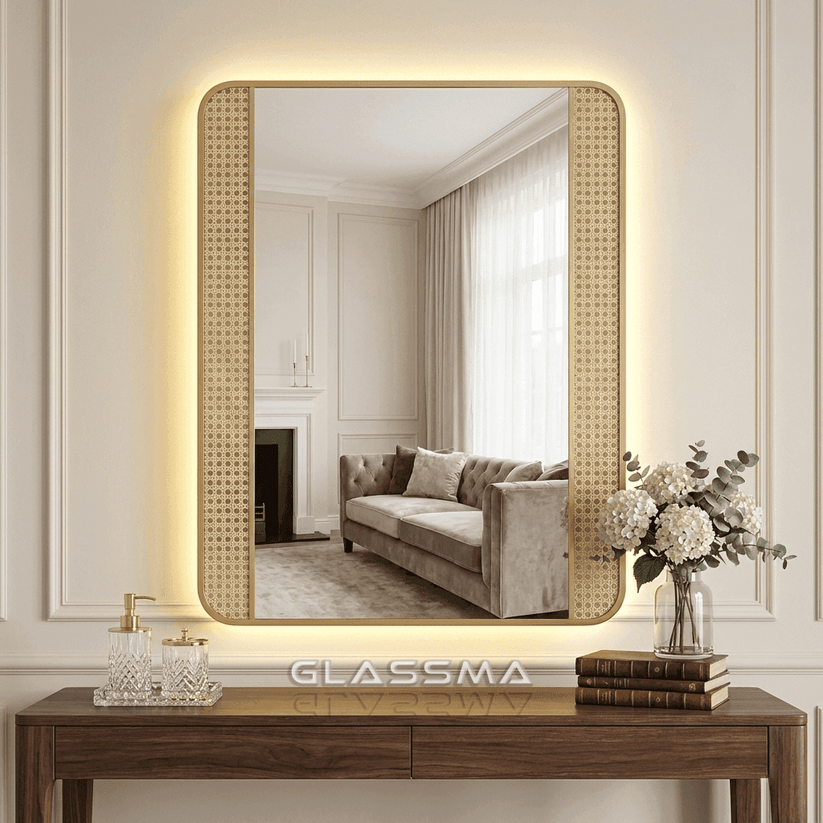 Fusion LED Mesh Mirror - Premium Rectangular Smart Vanity Mirror – Glassma