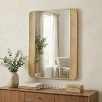 Rectangular Aluminum Fusion LED Mesh Mirror Backlit Smart Touch Vanity & Wall Mirror Glassma