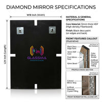 Luxury Diamond Wall Mirror  Crystal Decorative Rose Gold Frame Wall Mirror
