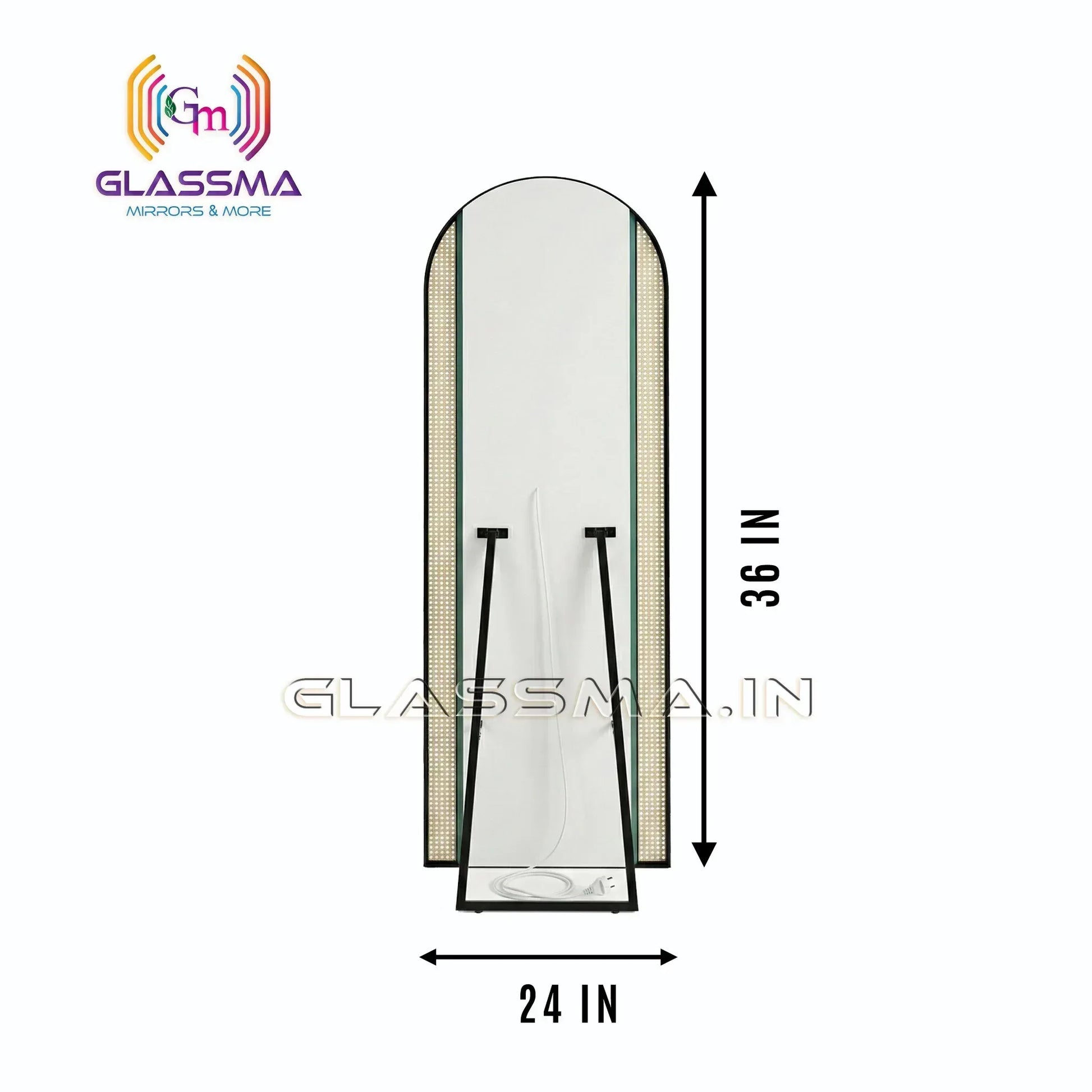 Luxury Full-Length LED Standing Mirror - Gold Aluminum Fusion Profile Light Design - Glassma