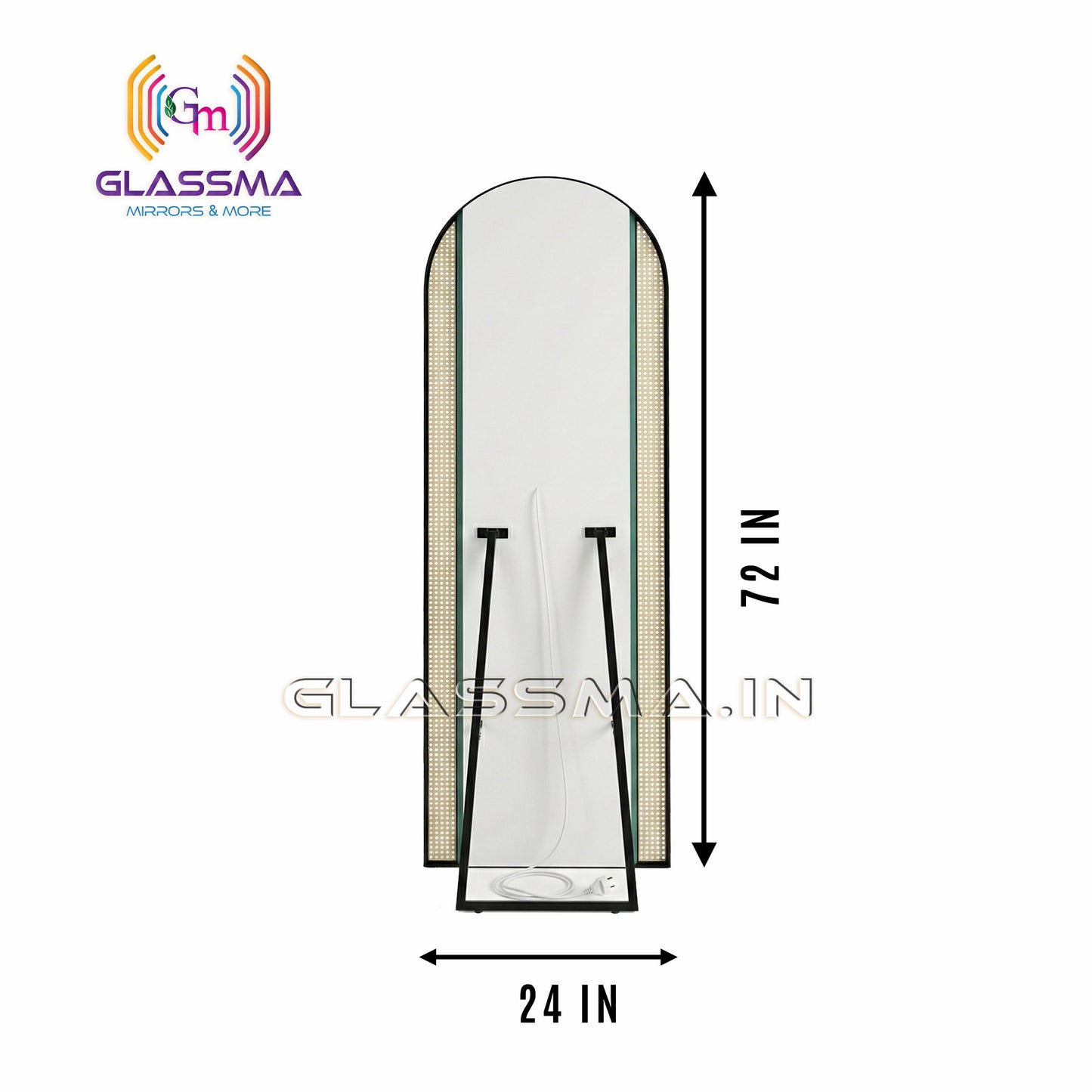 Fusion Full-Length LED Standing Mirror with Golden Aluminum Frame